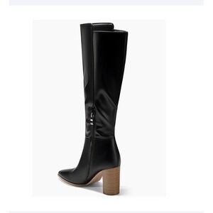 Juliet Joly Knee High Boots Women's Size 9 Black Block Heel Wide Calf Zip